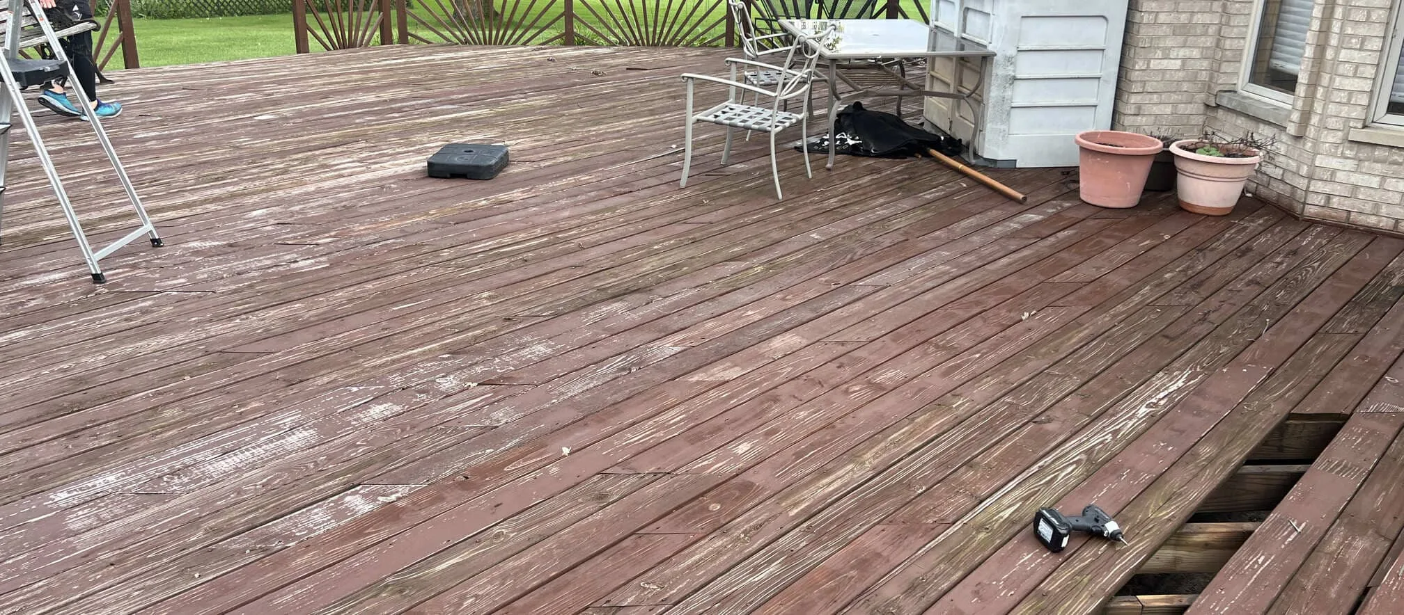before deck Painting the floor before