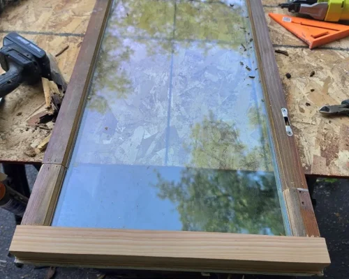 Refinished wooden window sash after repair in Highland Park IL