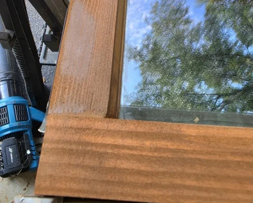 Rotten wood sash repair before and after in Highland Park Illinois