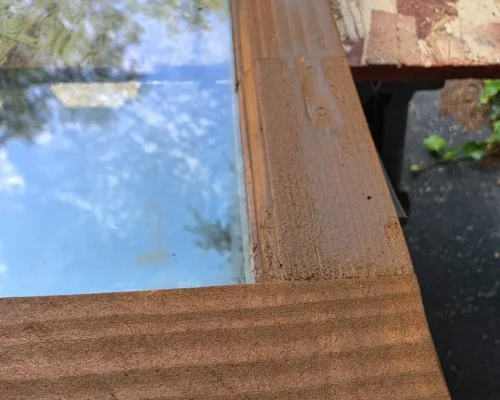 Rotten wood sash repair before and after in Highland Park Illinois
