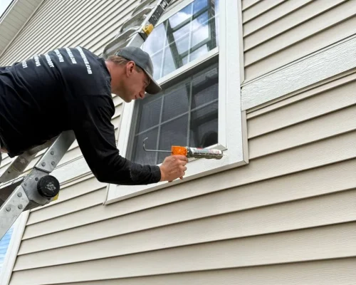 Window trim installation around double hung window